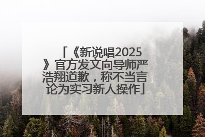 《新说唱2025》官方发文向导师严浩翔道歉，称不当言论为实习新人操作