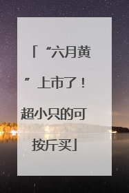 “六月黄”上市了！超小只的可按斤买