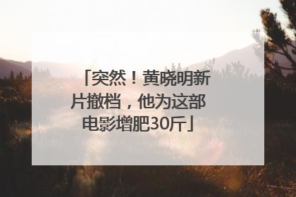 突然！黄晓明新片撤档，他为这部电影增肥30斤