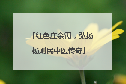 红色庄余霞，弘扬杨则民中医传奇
