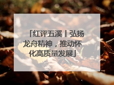 红评五溪丨弘扬龙舟精神，推动怀化高质量发展