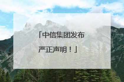 中信集团发布严正声明！