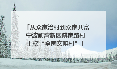 从众家治村到众家共富 宁波前湾新区傅家路村上榜“全国文明村”
