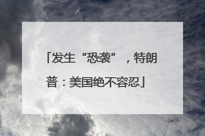 发生“恐袭”，特朗普：美国绝不容忍