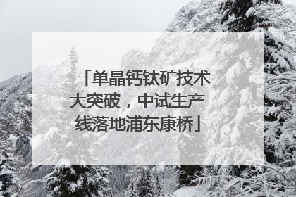 单晶钙钛矿技术大突破，中试生产线落地浦东康桥