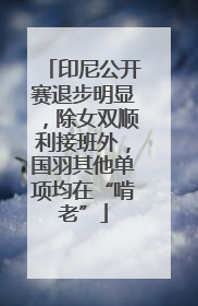 印尼公开赛退步明显，除女双顺利接班外，国羽其他单项均在“啃老”