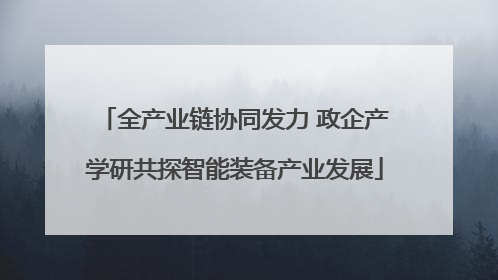全产业链协同发力 政企产学研共探智能装备产业发展