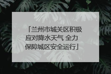 兰州市城关区积极应对降水天气 全力保障城区安全运行