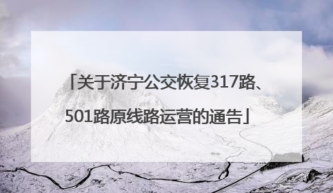 关于济宁公交恢复317路、501路原线路运营的通告