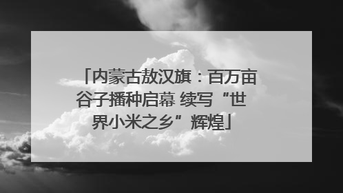 内蒙古敖汉旗：百万亩谷子播种启幕 续写“世界小米之乡”辉煌