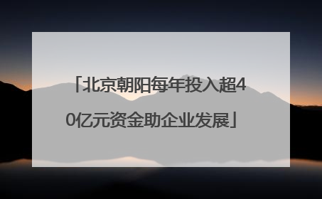 北京朝阳每年投入超40亿元资金助企业发展