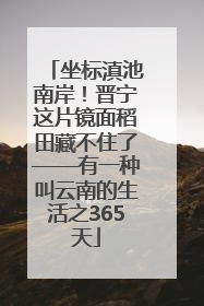 坐标滇池南岸！晋宁这片镜面稻田藏不住了——有一种叫云南的生活之365天