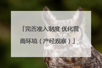 完善准入制度 优化营商环境（产经观察）