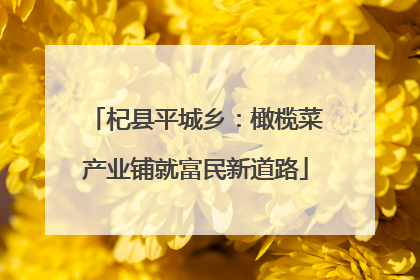 杞县平城乡：橄榄菜产业铺就富民新道路