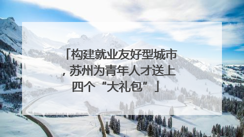 构建就业友好型城市，苏州为青年人才送上四个“大礼包”