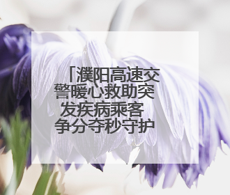 濮阳高速交警暖心救助突发疾病乘客 争分夺秒守护生命安全