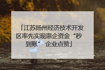 江苏扬州经济技术开发区率先实现惠企资金“秒到账” 企业点赞