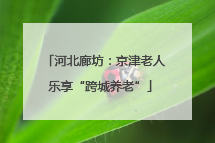 河北廊坊：京津老人乐享“跨城养老”