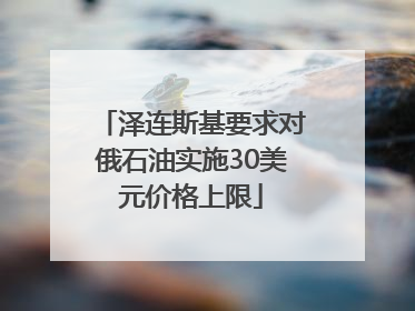 泽连斯基要求对俄石油实施30美元价格上限