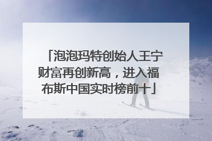 泡泡玛特创始人王宁财富再创新高，进入福布斯中国实时榜前十