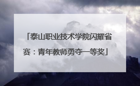 泰山职业技术学院闪耀省赛：青年教师勇夺一等奖