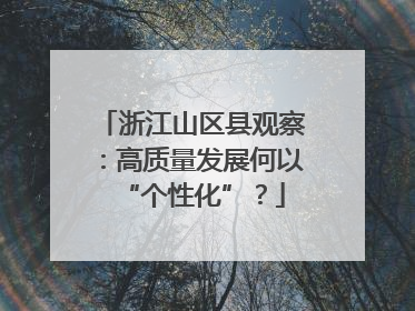 浙江山区县观察：高质量发展何以“个性化”？