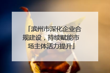 滨州市深化企业合规建设，持续赋能市场主体活力提升