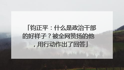 钧正平：什么是政治干部的好样子？被全网赞扬的他，用行动作出了回答