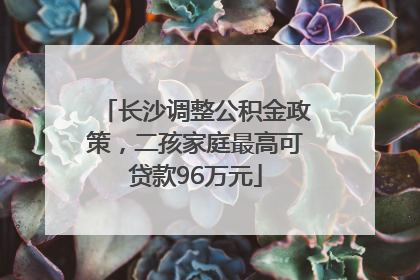 长沙调整公积金政策，二孩家庭最高可贷款96万元