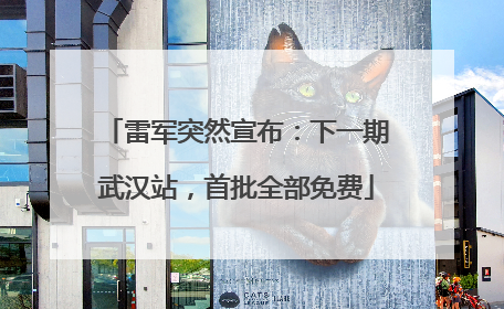 雷军突然宣布：下一期武汉站，首批全部免费