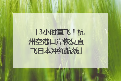 3小时直飞！杭州空港口岸恢复直飞日本冲绳航线