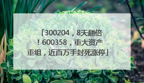 300204，8天翻倍！600358，重大资产重组，近百万手封死涨停
